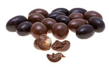 nuts in chocolate glaze isolated