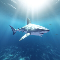 Fototapeta premium 3D big shark predator of small fish