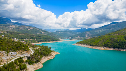 lake and mountains