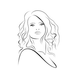 Abstract Woman face. Continuous line drawing. vector