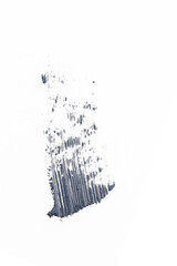 Naklejka premium Blue mascara brush strokes on isolated background, cosmetic product swatch