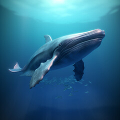 3d big whale is looking for food