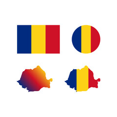 Romania national map and flag vectors set....