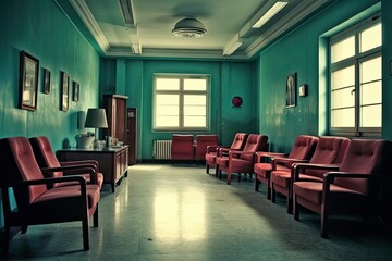 Corridor of waiting seats in the hospital