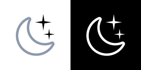 Moon in flat style. Vector icon night. Moon and star sign.