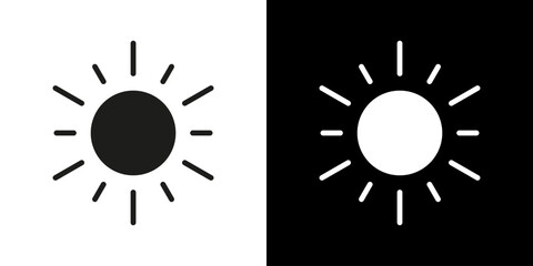 Black sun in flat style. Vector icon day. Sunny sign. Sundust illustration.