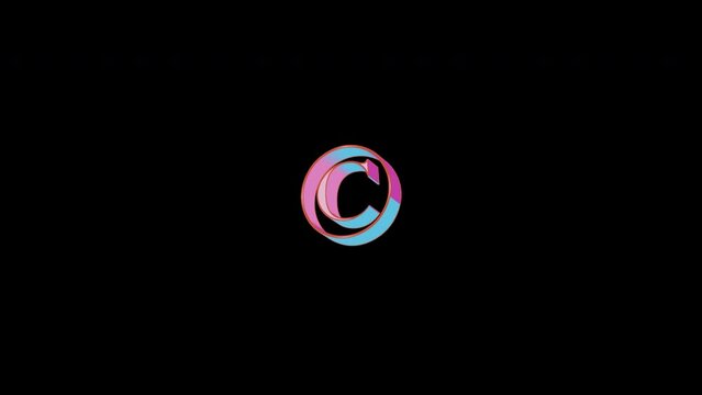 Bright letters jump merrily in the inscription copyright rights. Retro. Alpha channel black. In-Out looped. Alpha BW at the end. Looped from frame 120 to 240, Alpha BW at the end