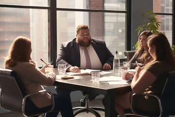 Plus-size manager during meeting in meeting room