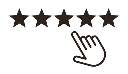 Hand push on star. Rating concept