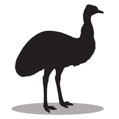 Emu Silhouette, cute Emu Vector Silhouette, Cute Emu cartoon Silhouette, Emu vector Silhouette, Emu icon Silhouette, Emu Silhouette illustration, Emu vector