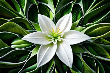 Generate an image that highlights the symmetrical perfection of a Lily's form, capturing every curve and contour flawlessly.