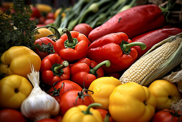 Close up of vegetables and fruits