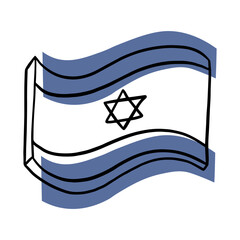 Israel flag doodle. Hanukkah. Symbol of Israel