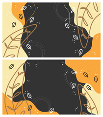 Doodle Floral Banner. Hand drawn illustrations. Abstract elements backgrounds