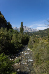 river with watercourse in the valley of mountainous area