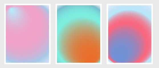 Aura Set Gradient y2k round poster. Futurism vector art set. Retrowave, synthwave, rave, steam wave background. Black, purple, pink, blue, yellow colors. Print, wallpaper, web template.