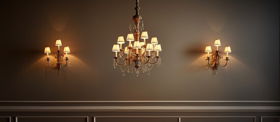 Ceiling lamp in hallway with warm white chandelier