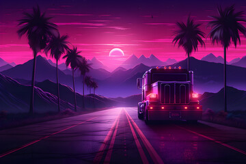 truck 80 ies background neon