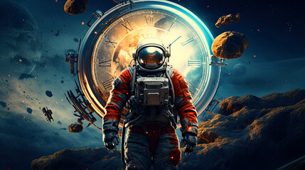 Fototapeta na wymiar lonely astronaut in time of changes