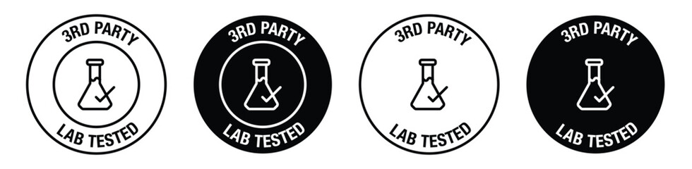 3RD Party Lab Tested vector symbol in black color - obrazy, fototapety, plakaty