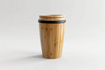 Wooden coffee cup on a white background. 3d rendering.