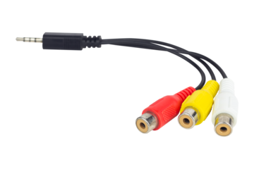 Adapter Value Jack to 3 RCA M/F, audio cable isolated from background
