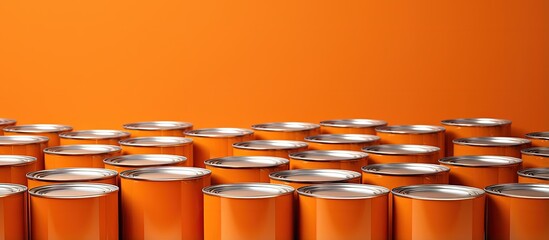 Background of cans filled with orange paint
