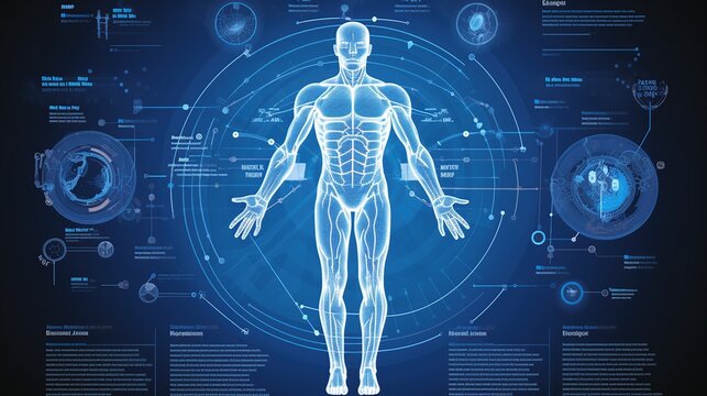 Anatomy human body robot digital circuit technology.AI generated