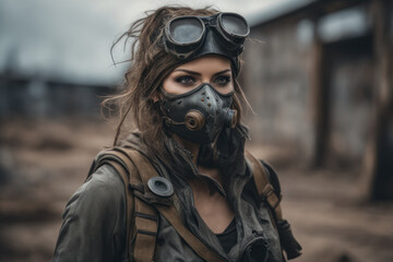 Woman in post apocalyptic world