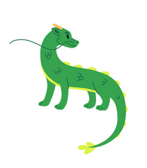 Obraz premium Green chinese dragon. Zodiac sign. Vector flat illustration.
