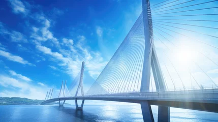 Crédence de cuisine en verre imprimé Rotterdam suspension bridge