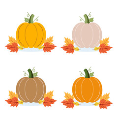 Cute Pumpkin icon. isolated on white the Background with Vector Illustrations.
