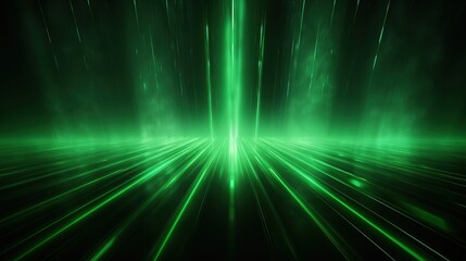 Digital science futuristic technology light rays stripes lines with green light background. AI generated