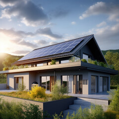 Constructed homes with solar panels on the roof.