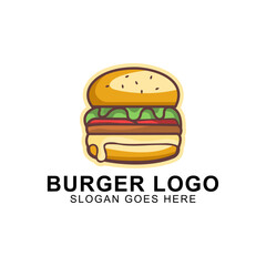 Burger Logo, Fast food, Logo illustration, emblem, label, Burger vintage logo design, business burger logo design