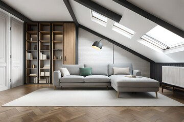 Fototapeta na wymiar Curved shape ceiling interior of living room- interior design idea- generated by AI