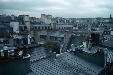 Roofs city view. Generate Ai