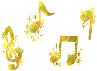 キラキラした音符イラスト 金