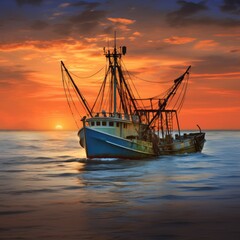 boat at sunrise