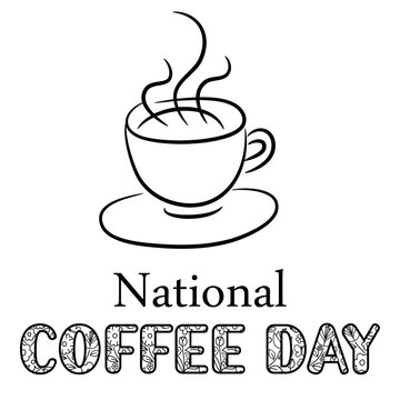 National Coffee Day Sign and Badge Vector