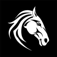 White mane, nostrils, eyes, ears of a horse on a dark background. Portrait. Close-up.