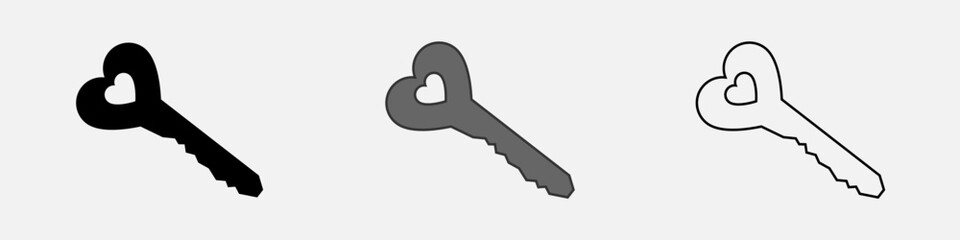 Door key with heart