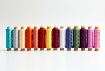 A colorful display of spools of thread