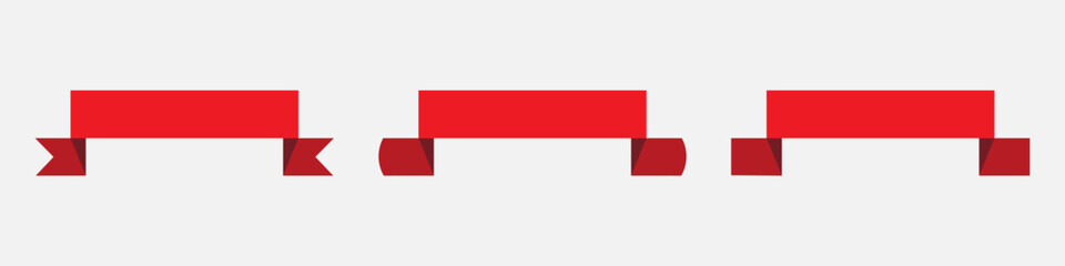 Red ribbon banner vector set