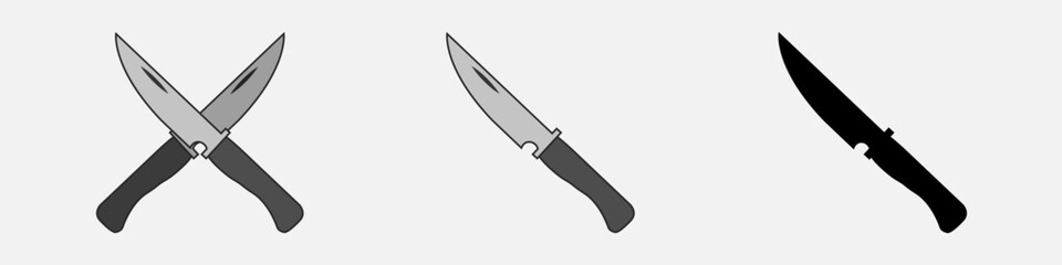Iron kitchen knives vector set