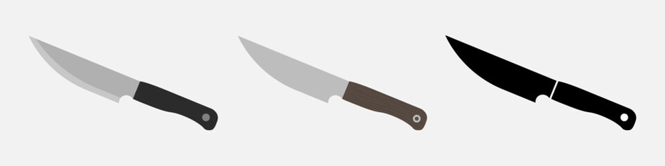 Iron kitchen knives vector set