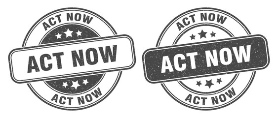 act now stamp. act now label. round grunge sign