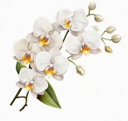 Naklejka na ściany i meble A beautiful bouquet of white flowers with green leaves