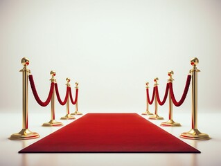 A luxurious red carpet with elegant gold barriers