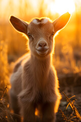 Couverture de livre d'une chèvre au coucher du soleil » IA générative